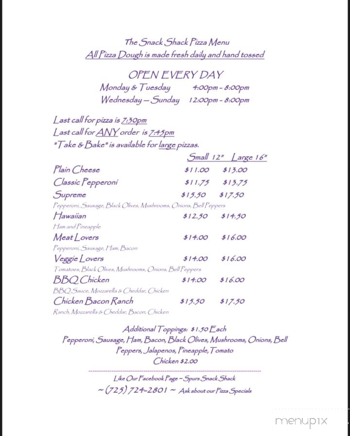 Idle Spurs Snack Shack - Jean, NV menu_pic