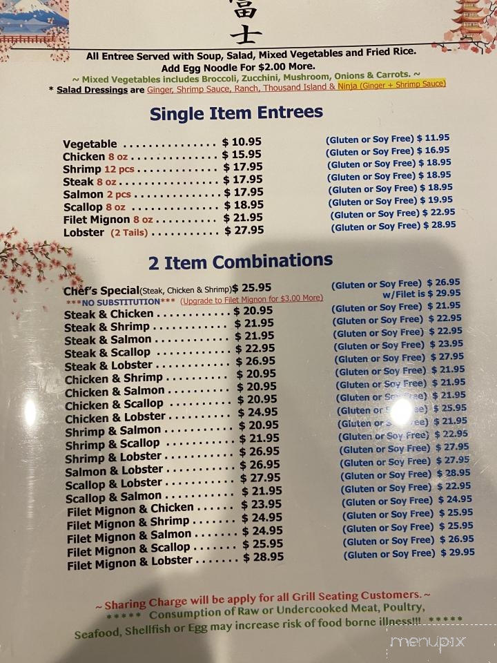 Fuji Japanese Steakhouse And Sushi Bar - Anderson, SC menu_pic