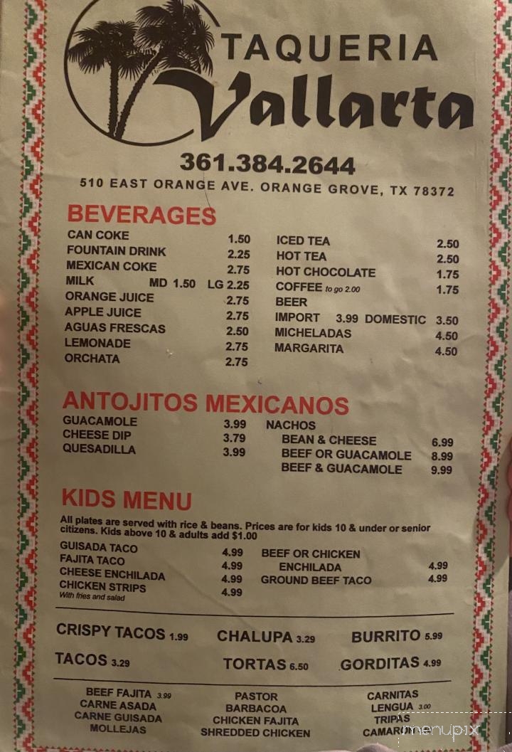 Taqueria Vallarta - Orange Grove, TX menu_pic