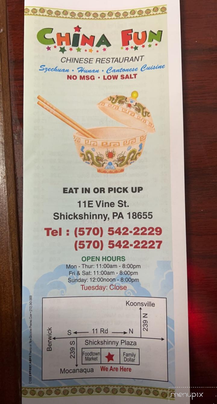 China Fun - Shickshinny, PA menu_pic