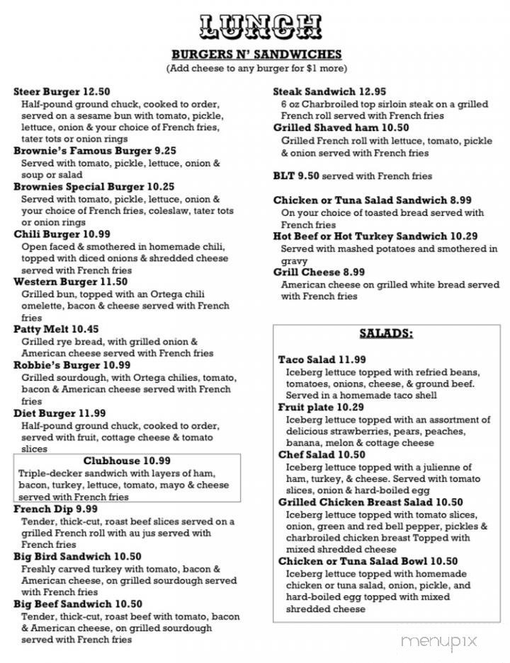 Brownie's Restaurant - Yuma, AZ menu_pic