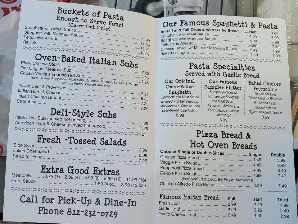 Spaghetti Shop - Terre Haute, IN menu_pic
