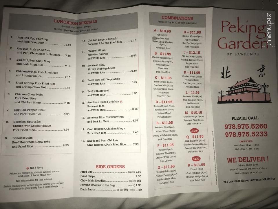 Peking Garden Of Lawrence - Lawrence, MA menu_pic