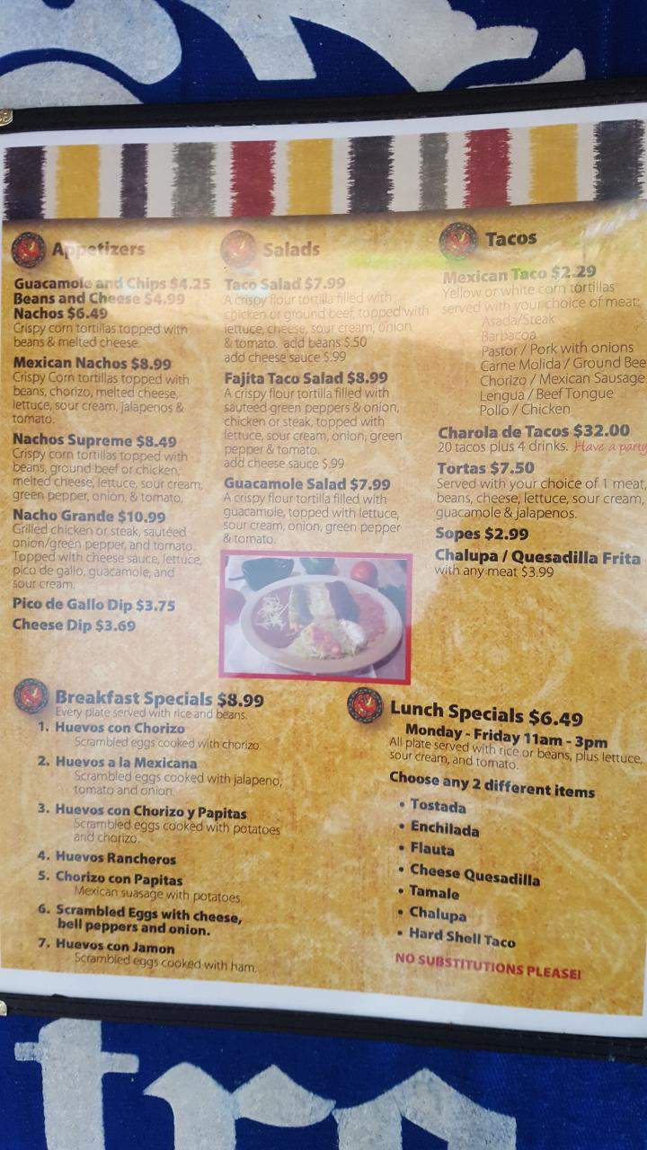 Menu of Taqueria San Francisco #2 in Battle Creek, MI 49015