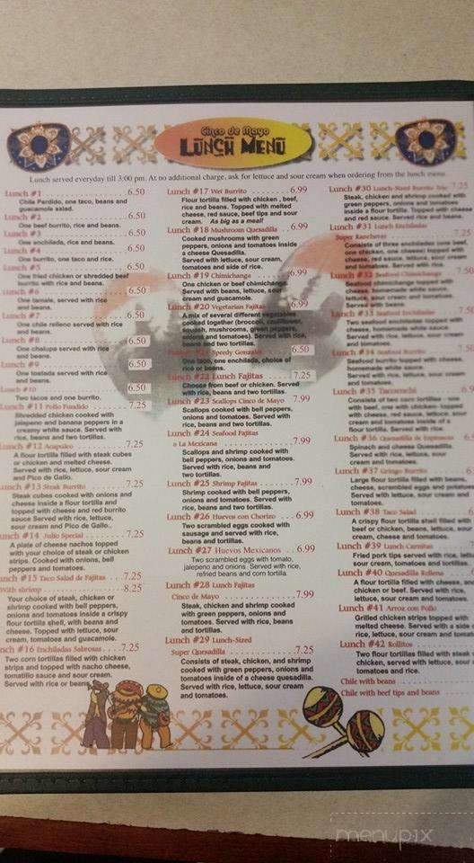 Cinco De Mayo - Carlisle, IN menu_pic