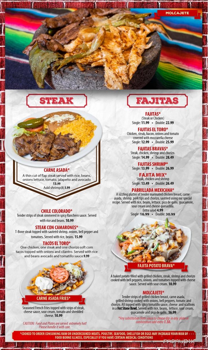 El Toro De Don Jose Mexican Restaurant - Clarksville, TN menu_pic