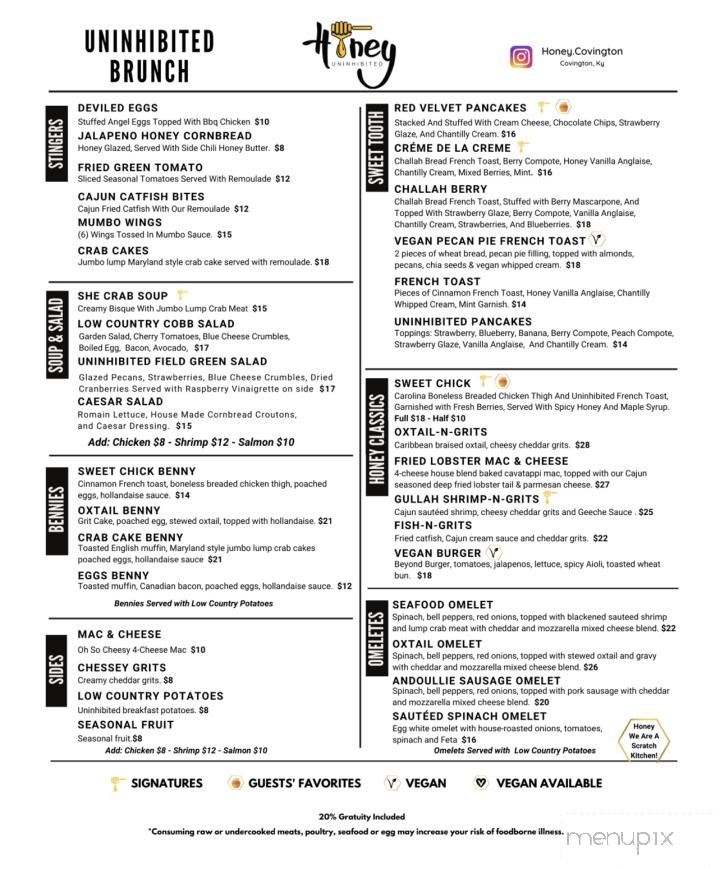 Honey Uninhibited - Covington, KY menu_pic