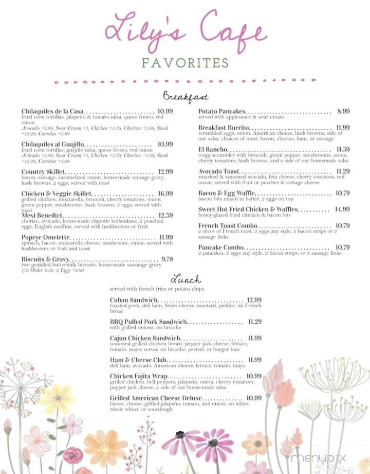 Lily's Cafe - Lombard, IL menu_pic