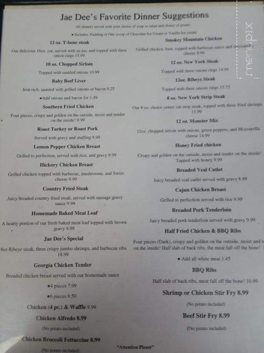 Jaedee's - Glen Flora, WI menu_pic