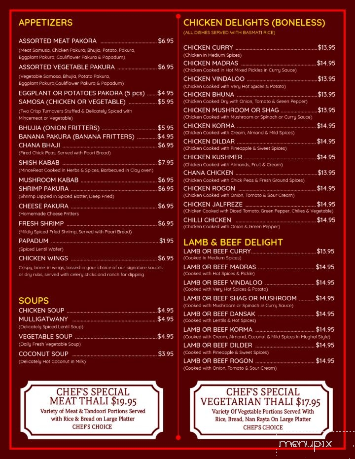 Hudson Curry House - Hudson, NY menu_pic
