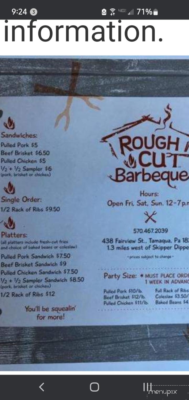 Rough Cut BBQ - Tamaqua, PA menu_pic