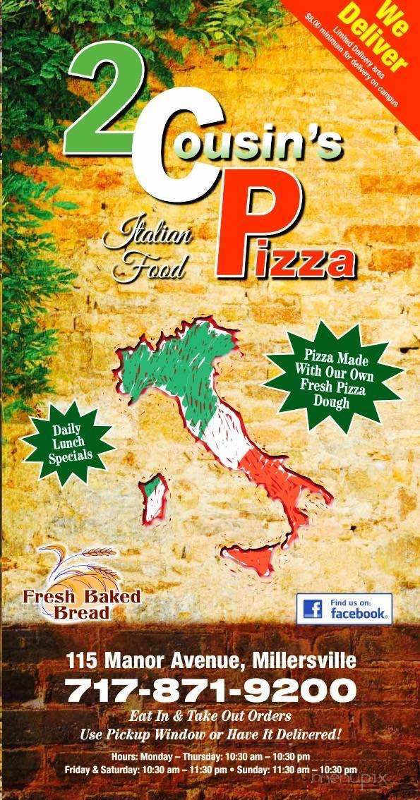 Two Cousins Pizza - Millersville, PA menu_pic