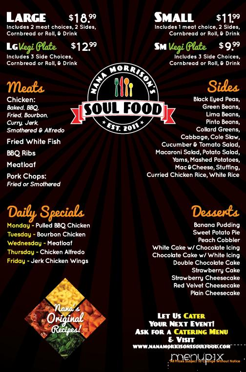 Nana Morrison's Soul Food - Charlotte, NC menu_pic