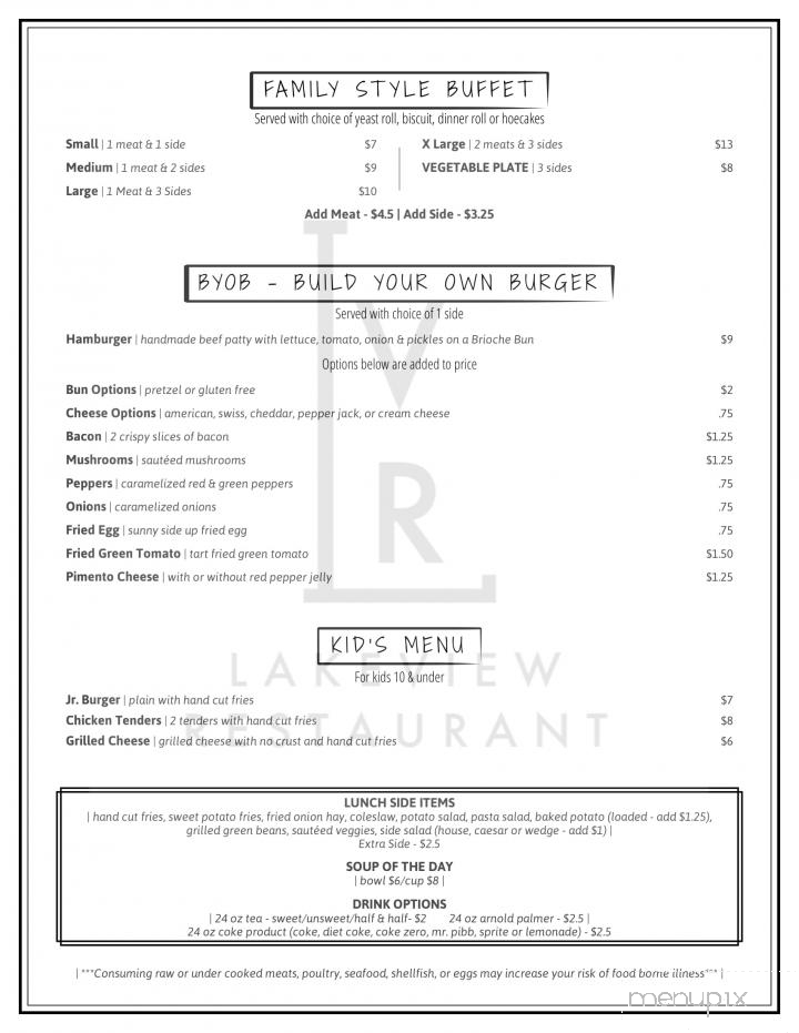 Lake Restaurant - Waynesboro, GA menu_pic