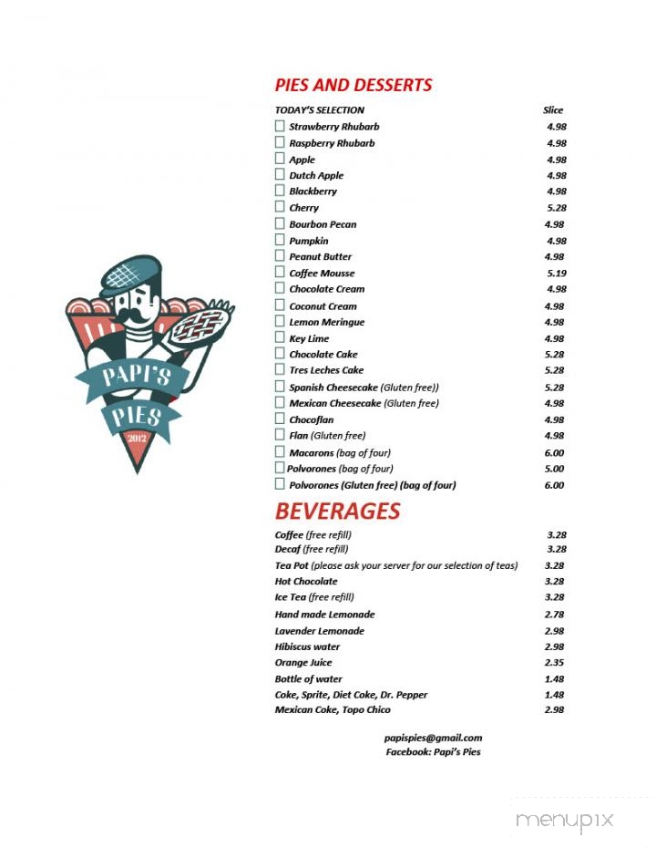 Papi's Pies - Round Rock, TX menu_pic