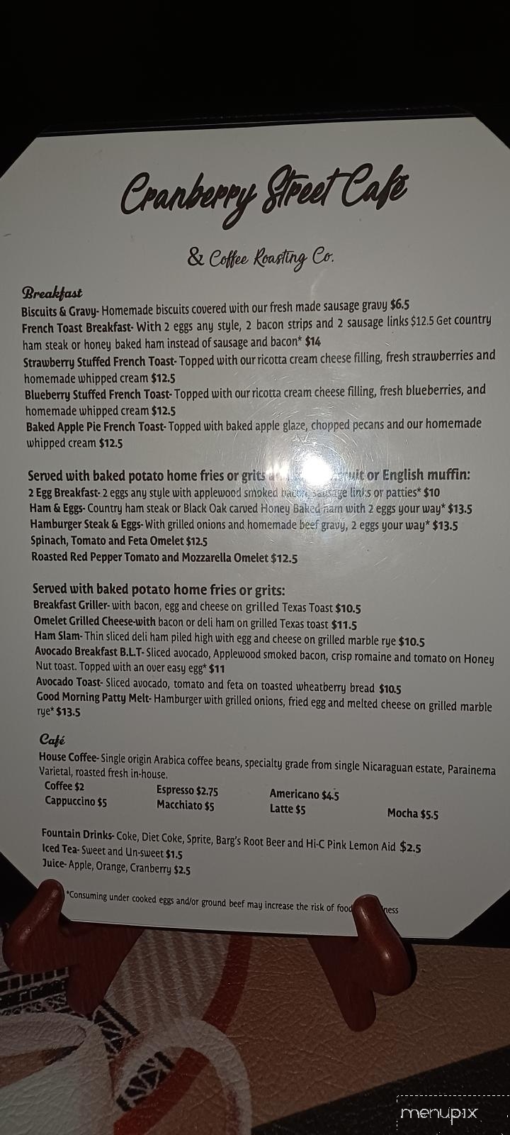Cranberry Street Cafe - Newland, NC menu_pic