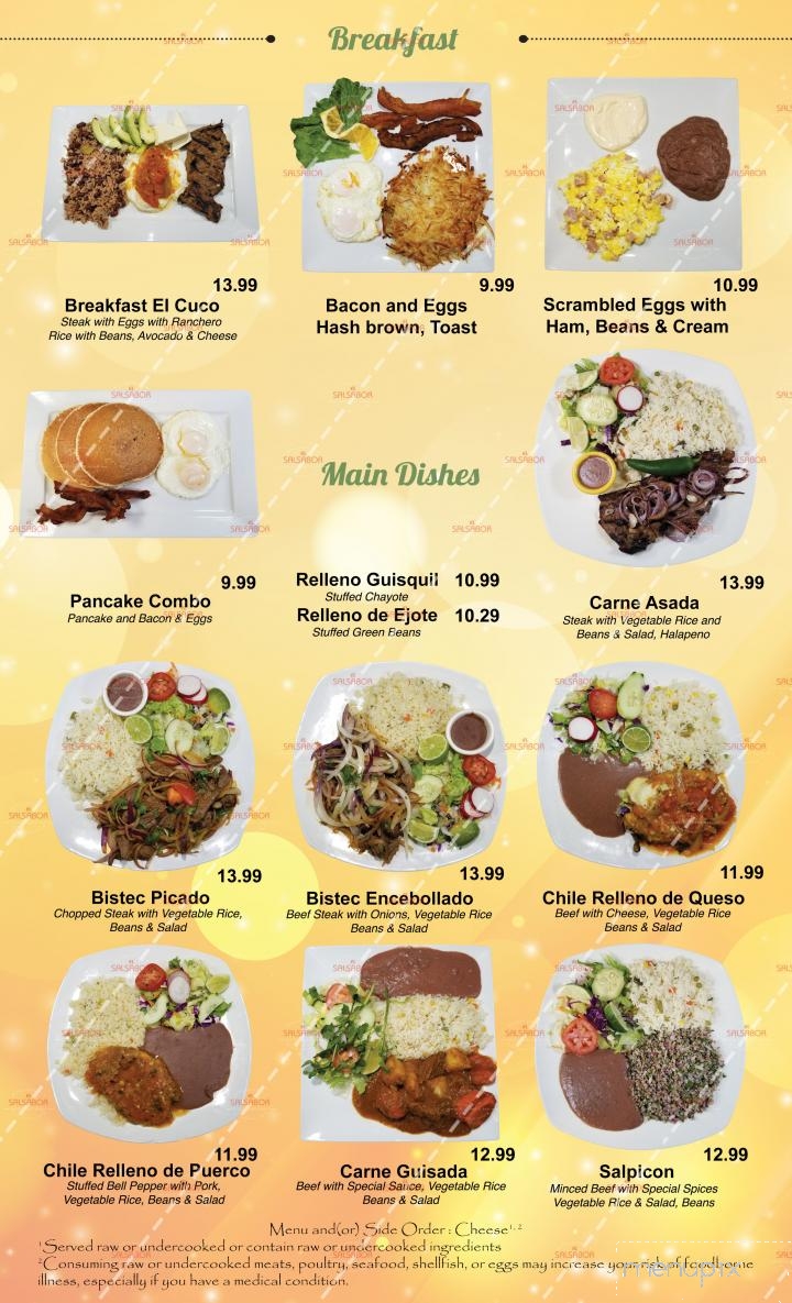 El Salsabor Restaurant Y Pupuseria - Los Angeles, CA menu_pic
