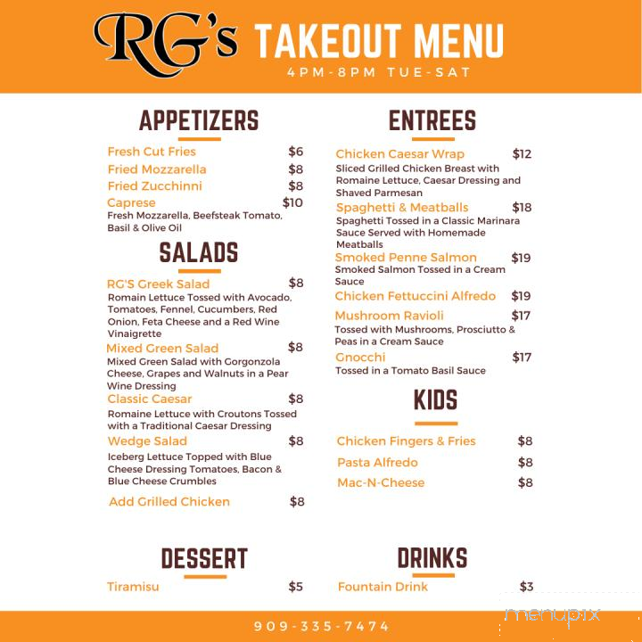 RG's American Grill - Redlands, CA menu_pic
