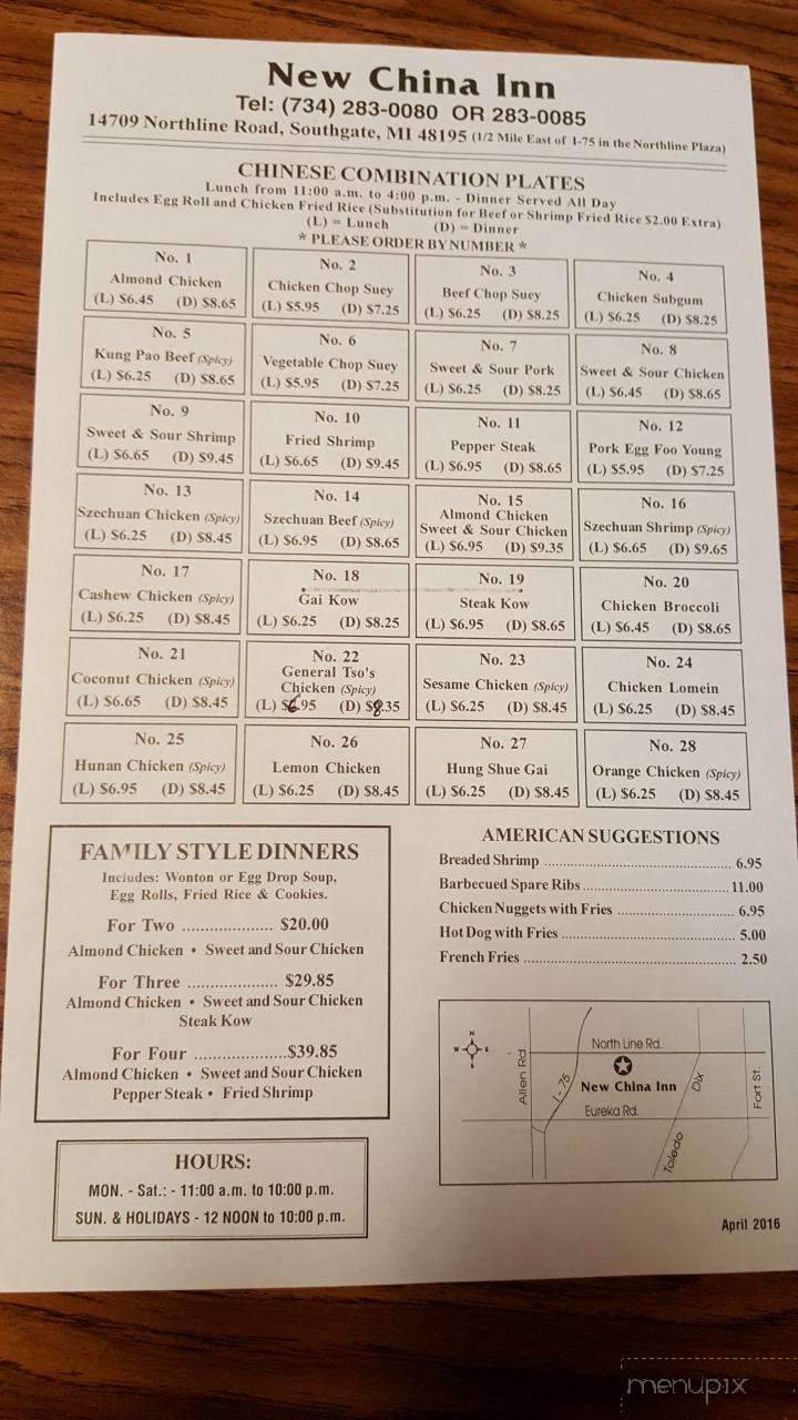 New China Inn - Southgate, MI menu_pic