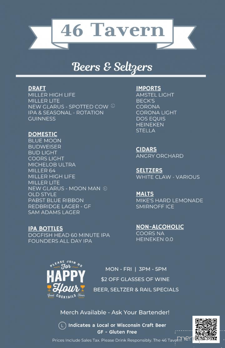 The 46 Tavern - Walworth, WI menu_pic