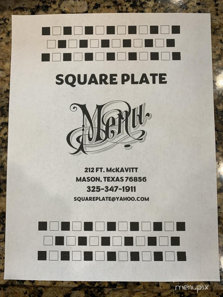 Square Plate Deli - Mason, TX menu_pic