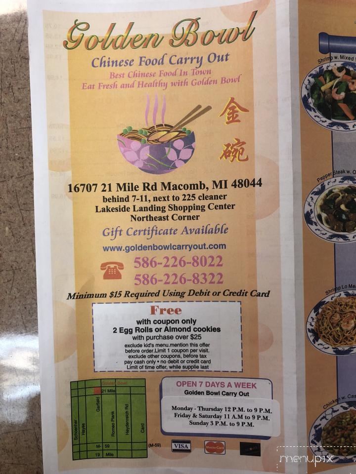 Golden Bowl Carry Out - Macomb, MI menu_pic