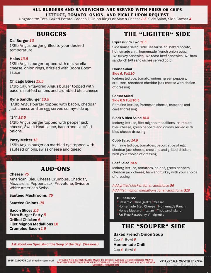 Windy City Grill - Maryville, TN menu_pic
