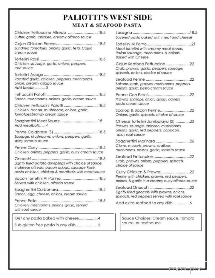 Paliottis Westside - Maple Ridge, BC menu_pic