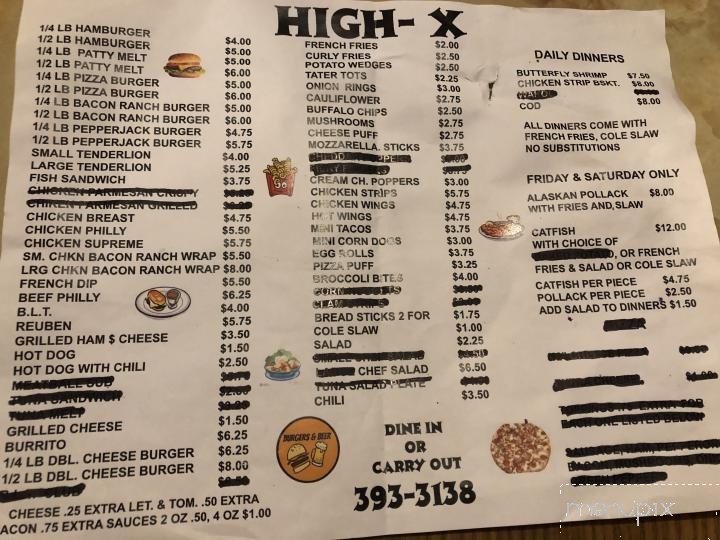 High-X - Hamlet, IN menu_pic