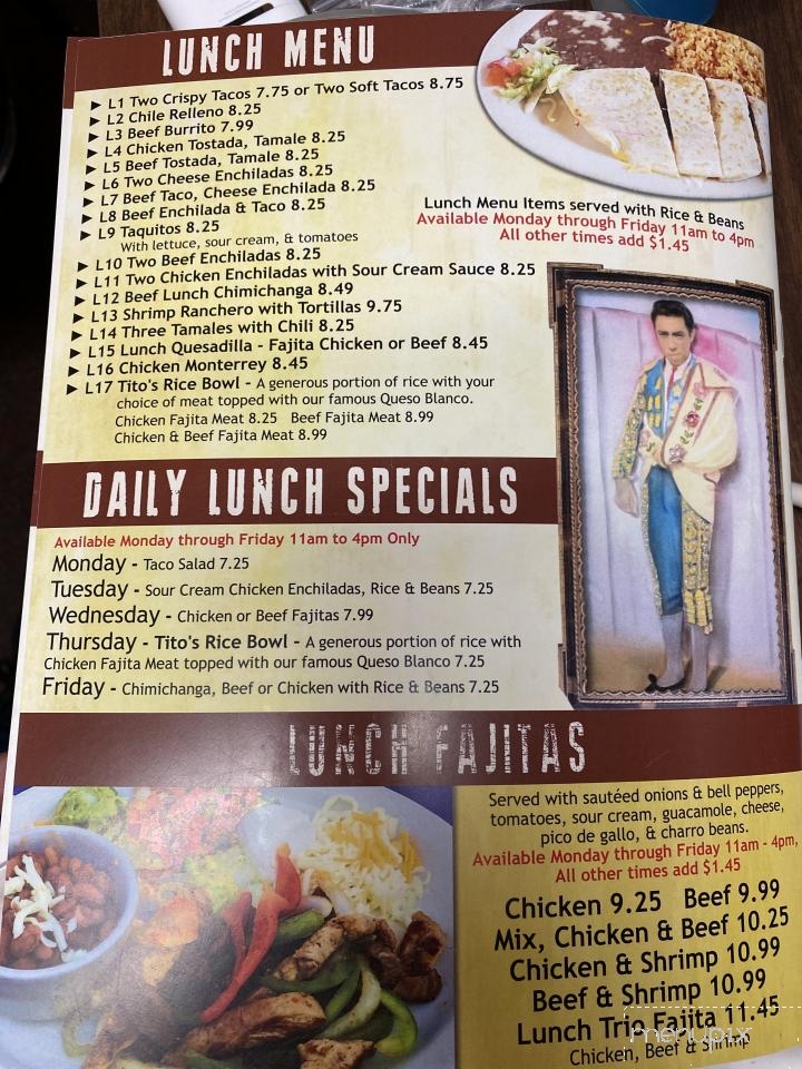 Jose Tequila's - Marshall, TX menu_pic