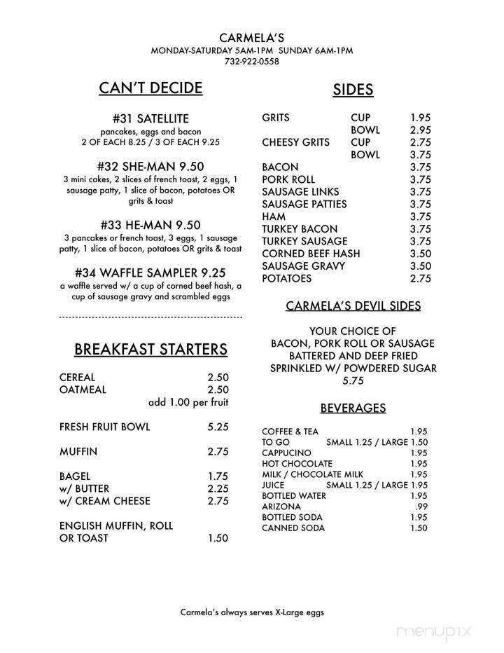 Carmela's 19th Hole Lunch - Neptune, NJ menu_pic