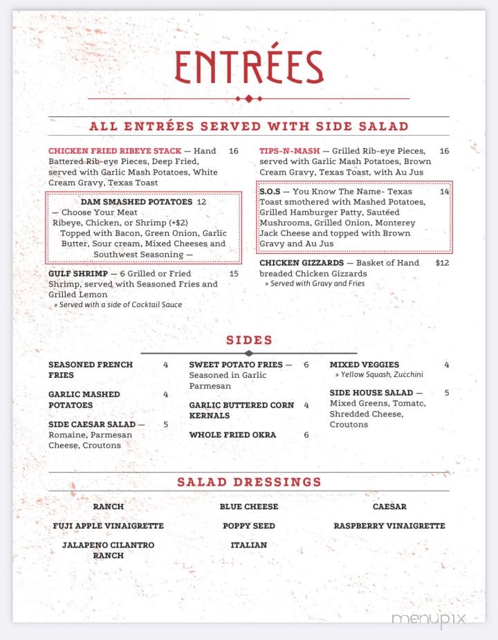 Dam Red Barn - Canyon Lake, TX menu_pic