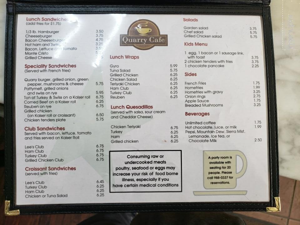 Quarry Cafe - Amherst, OH menu_pic