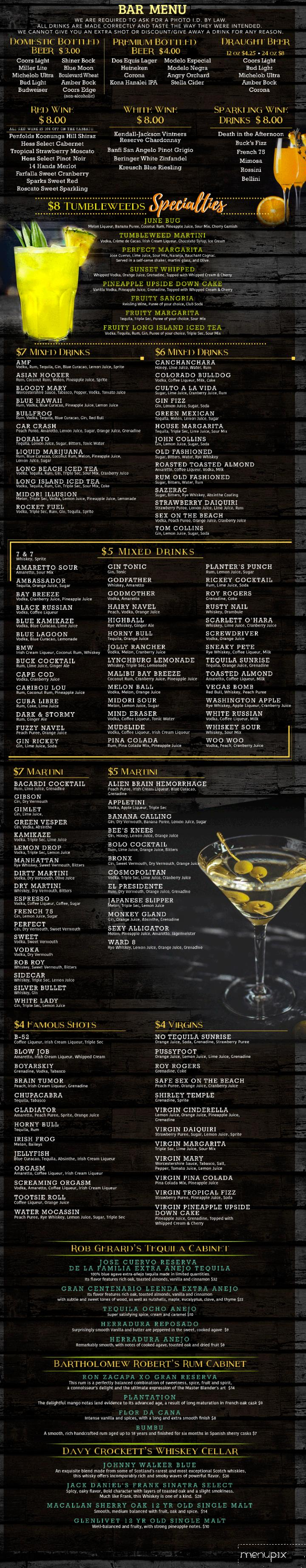 Tumbleweeds Steakhouse - Bartlesville, OK menu_pic