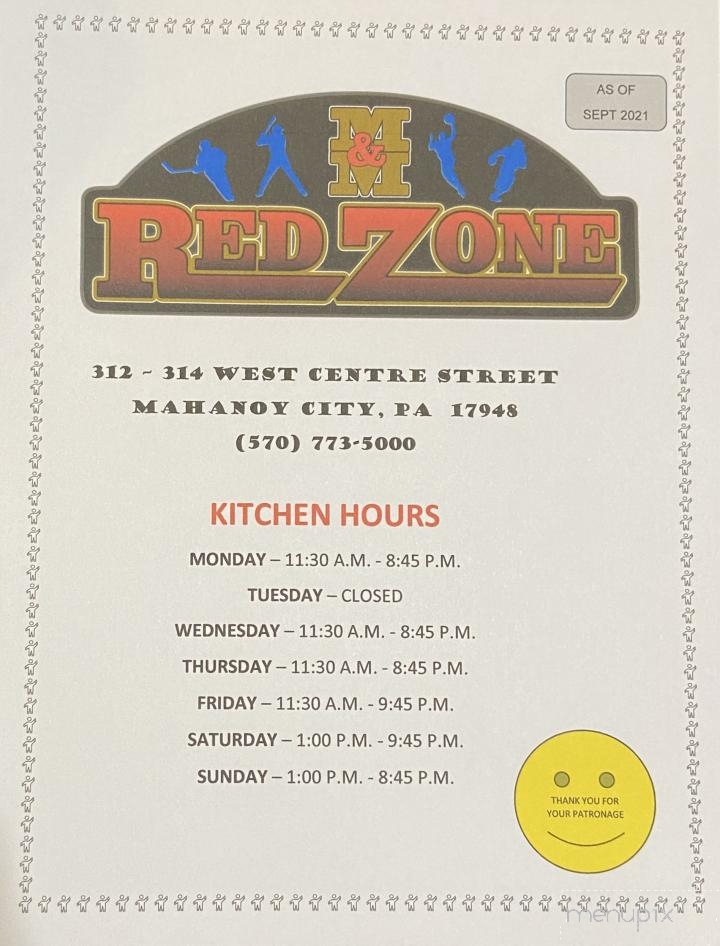M & M Redzone - Mahanoy City, PA menu_pic