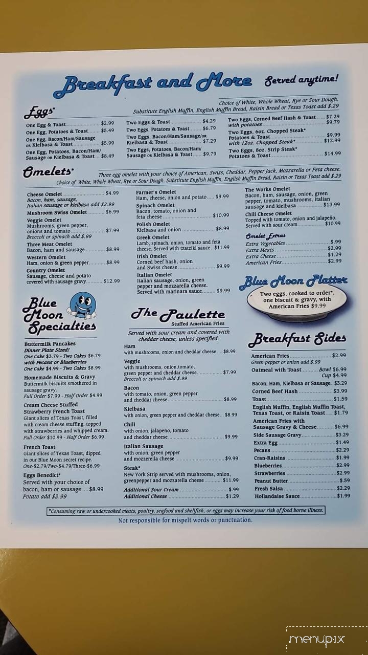 Blue Moon Cafe - Jackson, MI menu_pic