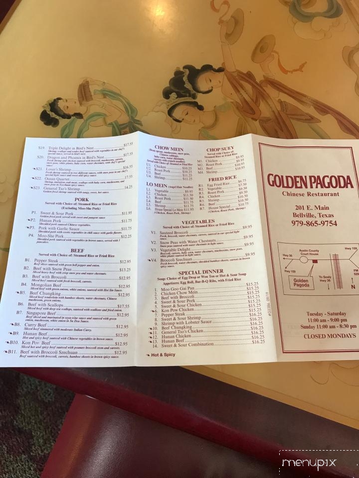 Golden Pagoda - Bellville, TX menu_pic