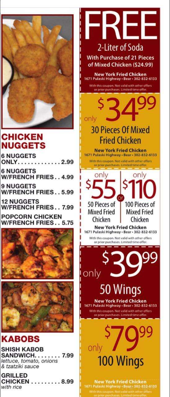 N Y Fried Chicken - Bear, DE menu_pic