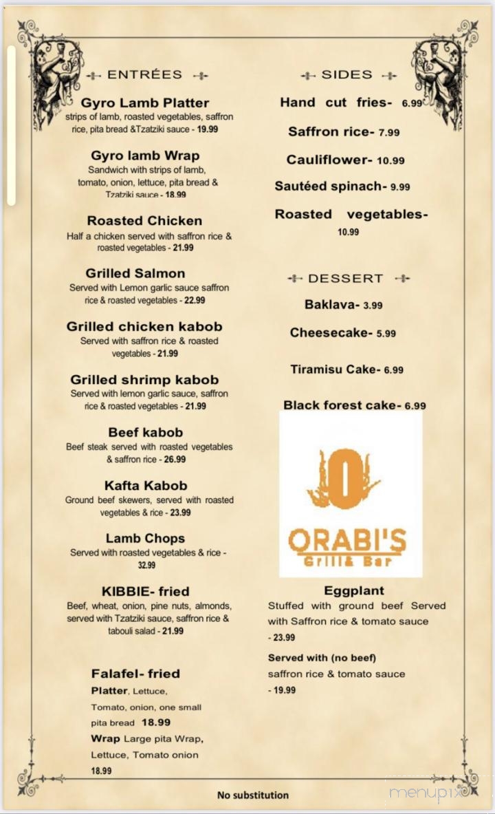 Orabis Mediterranean Grill and Bar - Cedar Hill, TX menu_pic