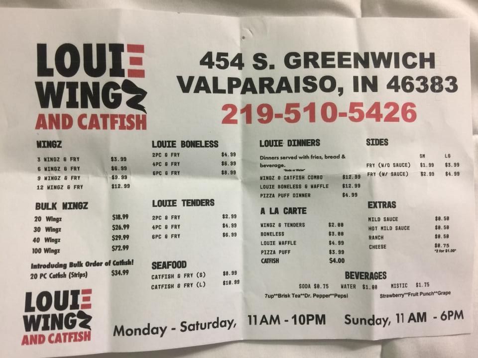 Louie Wingz and Catfish - Valparaiso, IN menu_pic