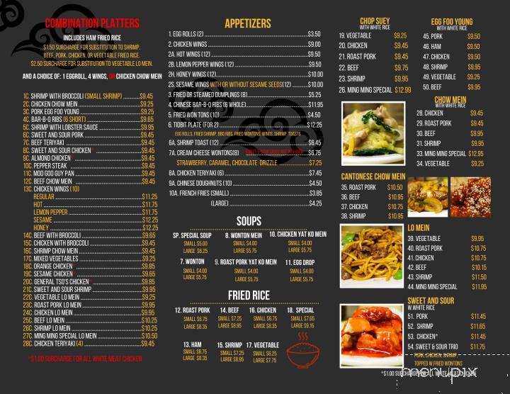 Ming Ming - Bath, SC menu_pic