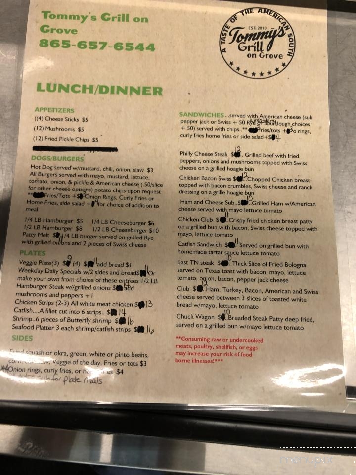 Tommy's Grill On Grove - Loudon, TN menu_pic