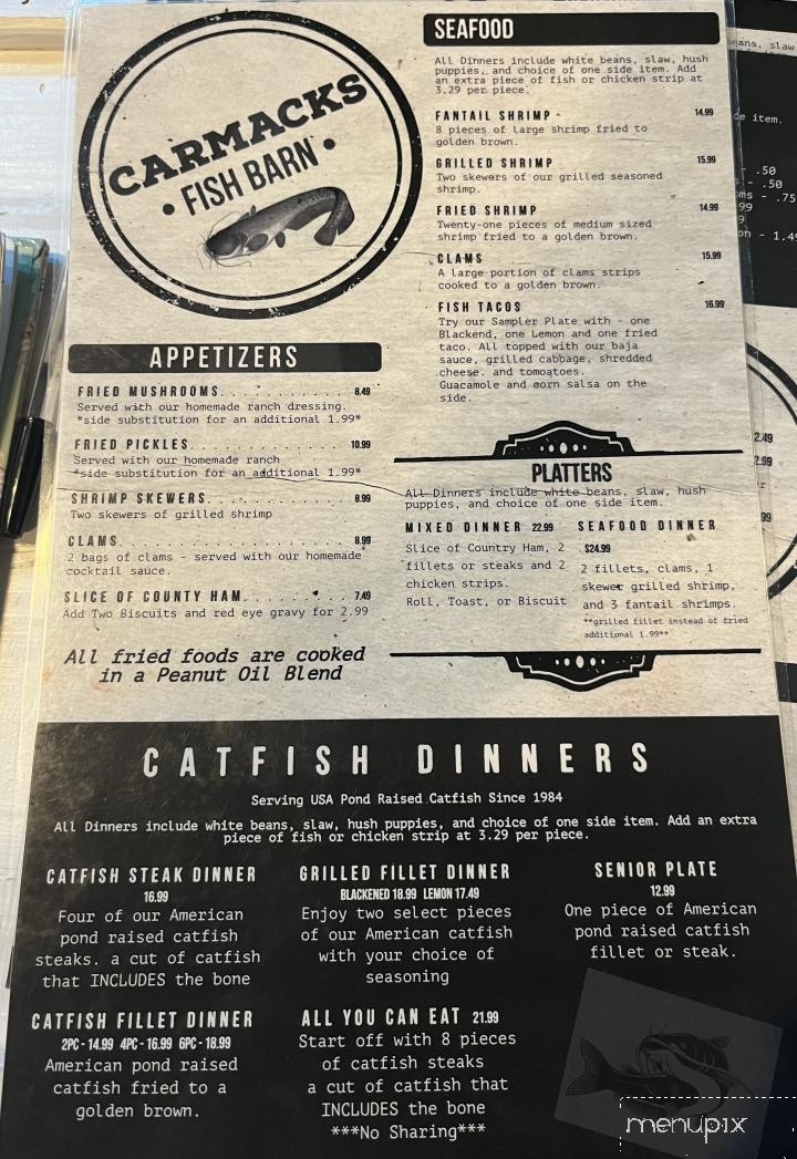 Carmack's Fish Barn - Cottage Grove, TN menu_pic