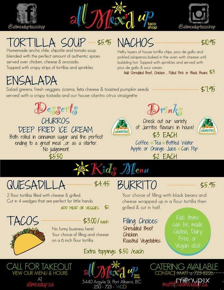 All Mex'D Up Taco Shop - Port Alberni, BC menu_pic