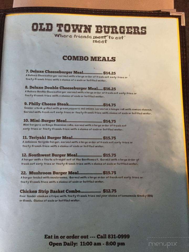 Old Town Burgers - Valdez, AK menu_pic