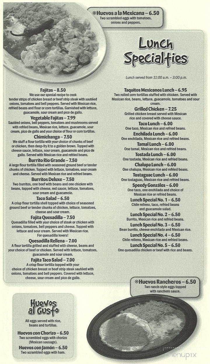 Rio Grande Mexican Restaurante - Mayfield, KY menu_pic