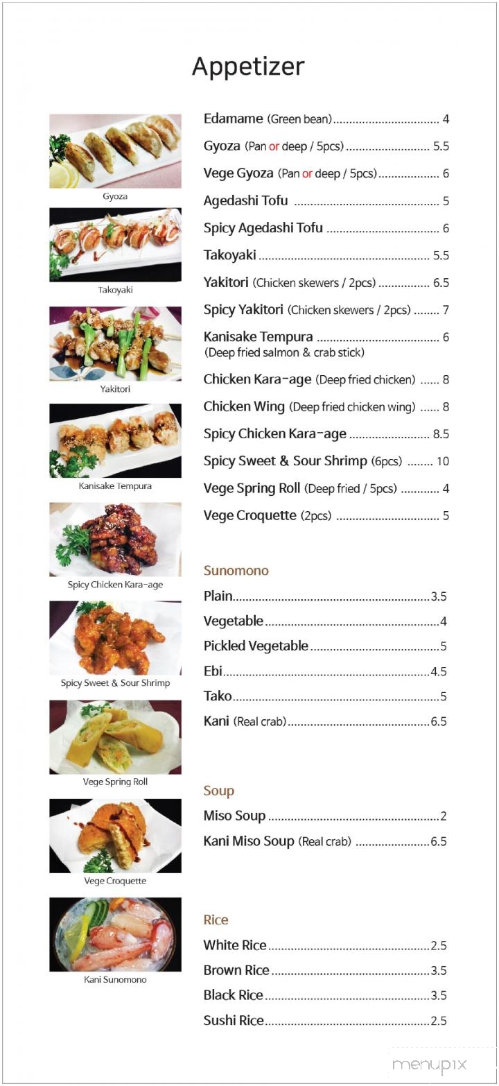 Minori Sushi Restaurant - Delta, BC menu_pic