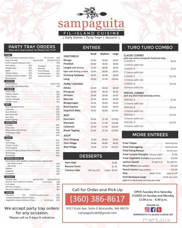 Sampaguita Fil-Am Cuisine - Marysville, WA menu_pic