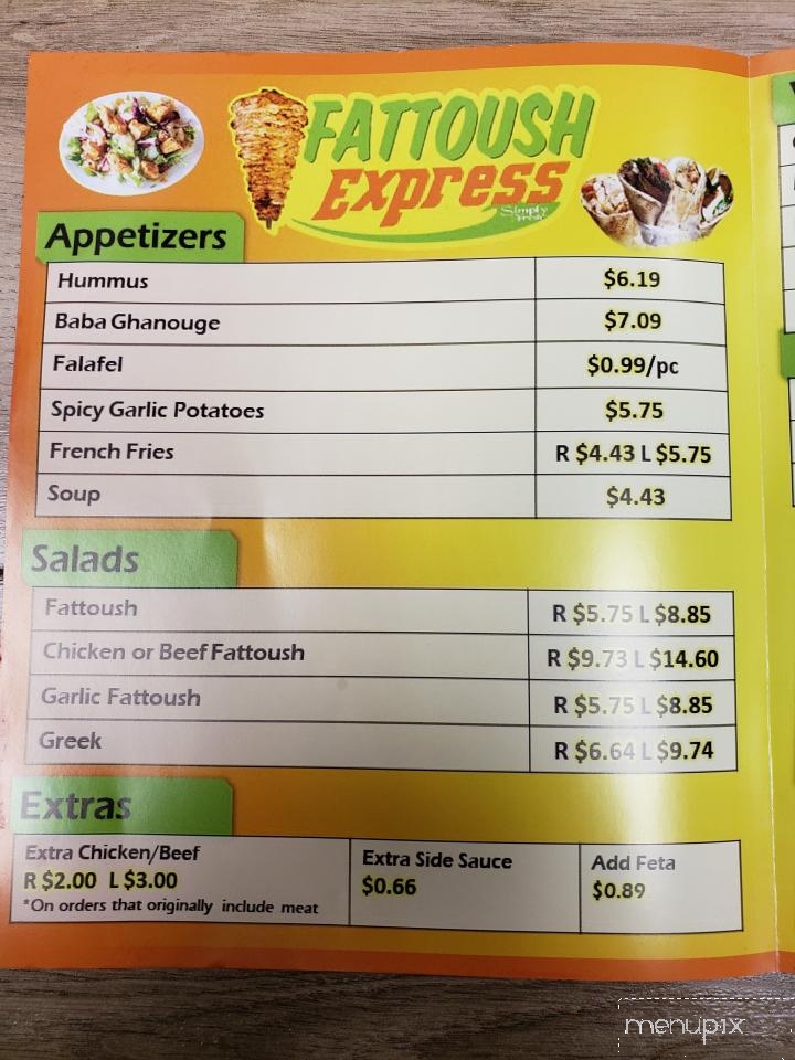 Fattoush Express - Windsor, ON menu_pic
