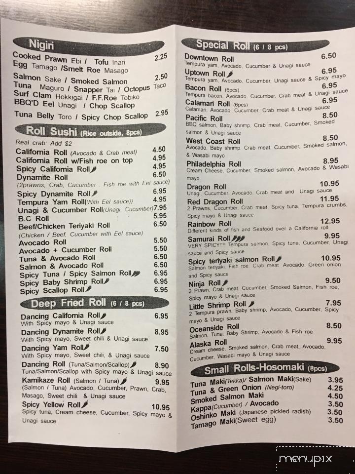 Samurai Sushi & Teriyaki - Parksville, BC menu_pic